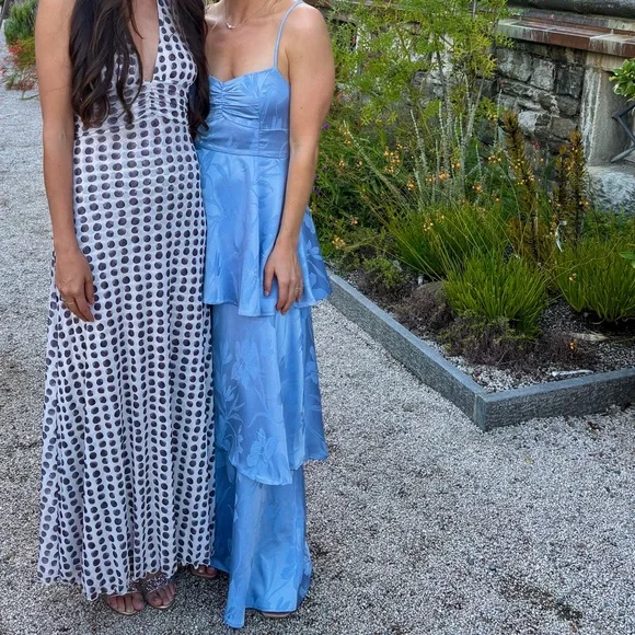 Lulus Light Blue Prigette Jacquard Tiered Maxi Dress - Picture 4 of 5